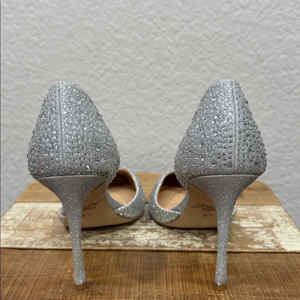 Jewel Badgley Mischka Grace Silver Rhinestone Stiletto Heel 6.5 - Picture 5 of 9